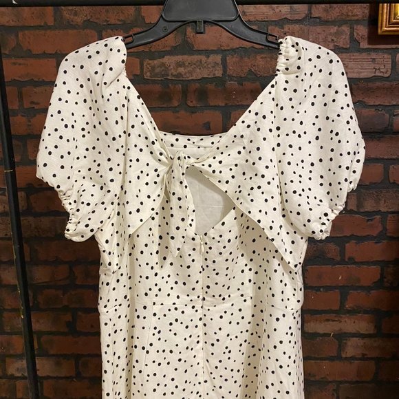 LOFT White Polka dot Babydoll Dress, Business, Picnic - Picture 4 of 5